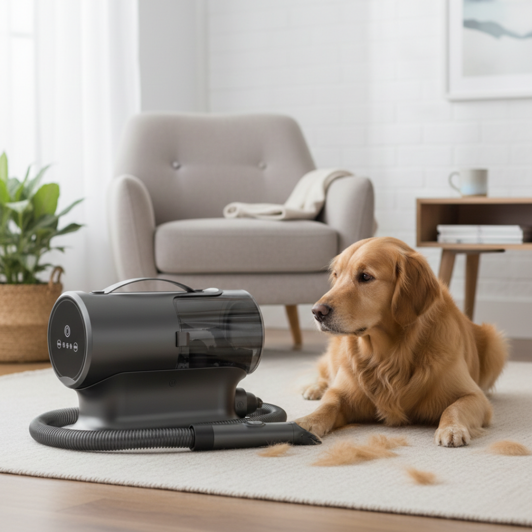 Dog Grooming Vacuum Kit with Hair Trimming Tools and 2L Dust Cup
