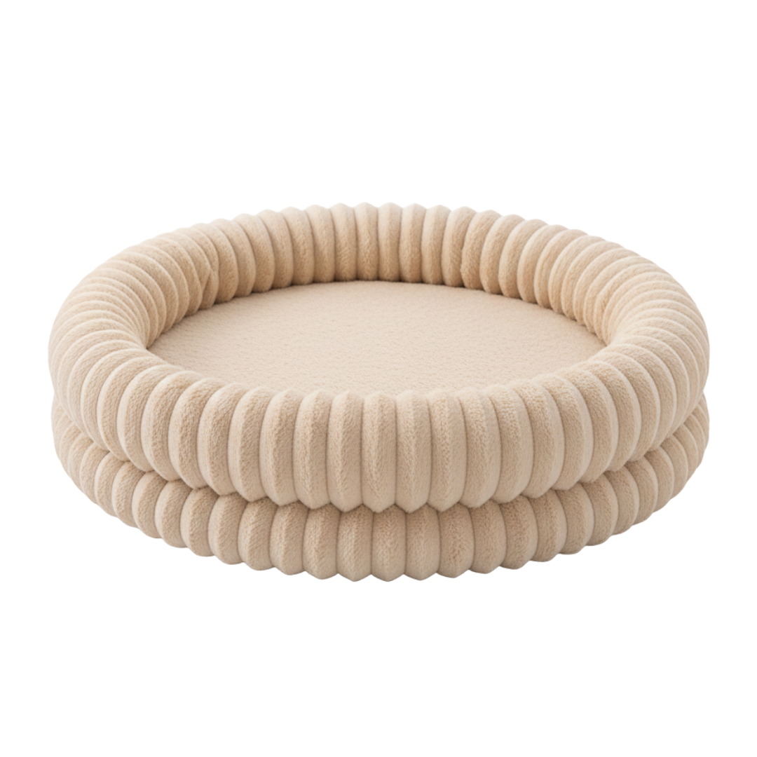 Donut Shaped Pet Bed, Round with Raised Edge and Anti-Slip Base