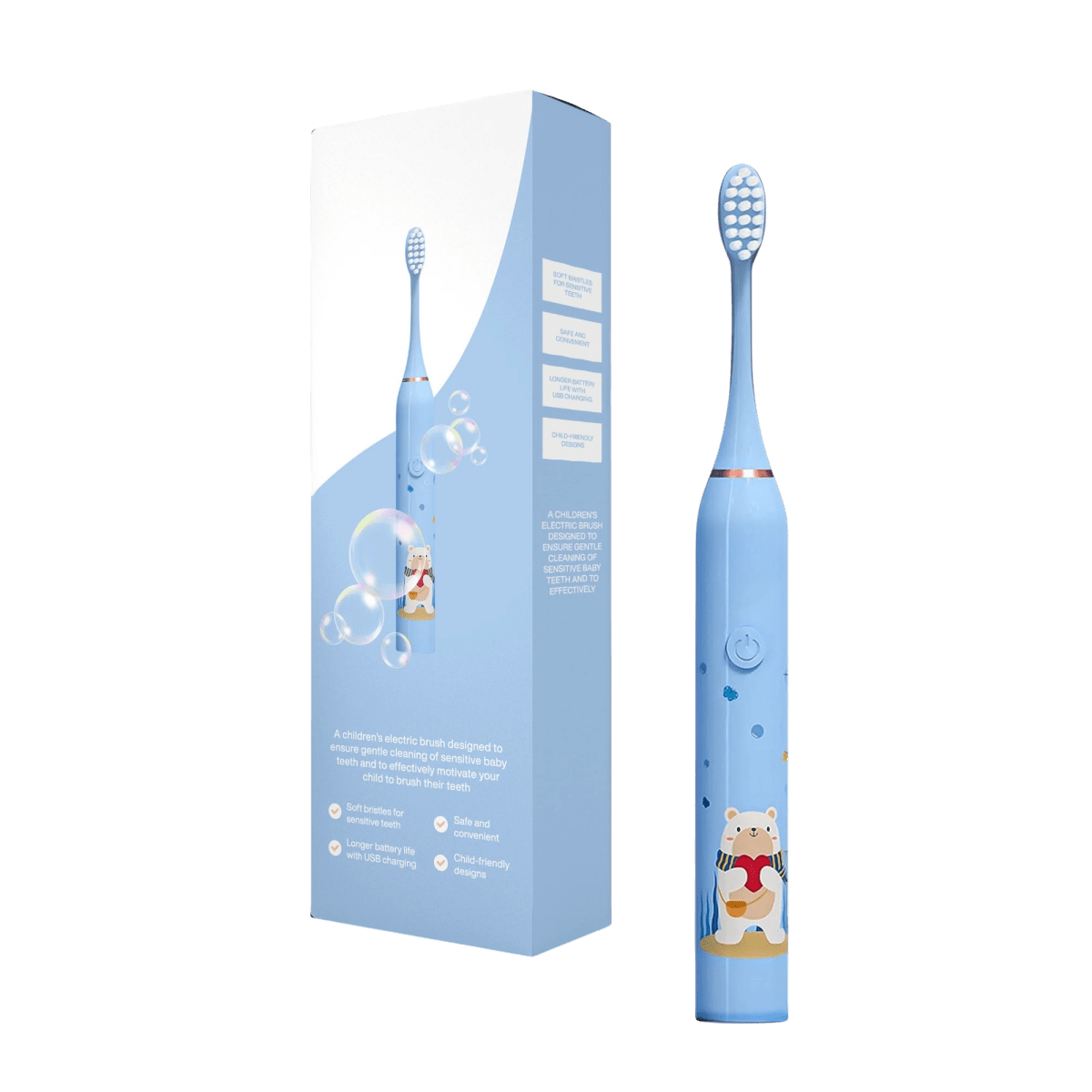 Electric Toothbrush Kids with Bear, Giraffe, Crocodile Rabbit Design