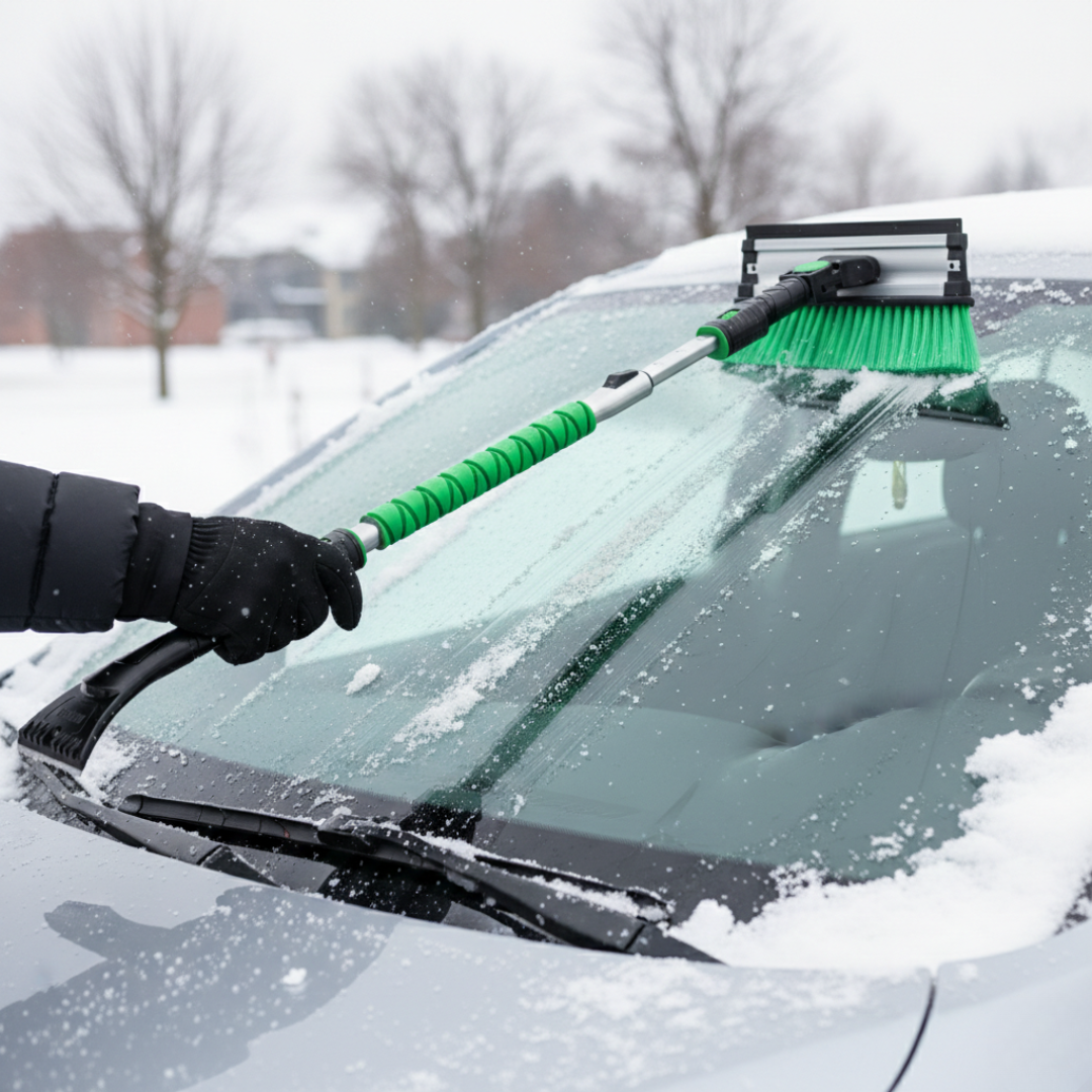 Extendable Windshield Snow Brush Ice Scraper with Squeegee, Foam Grip