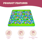 Foldable Car Play Mat for Kids with Cartoon City Map and Road System