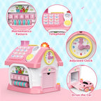 Montessori Activity House with Piano, Car Track, Clock and Shape Sorter
