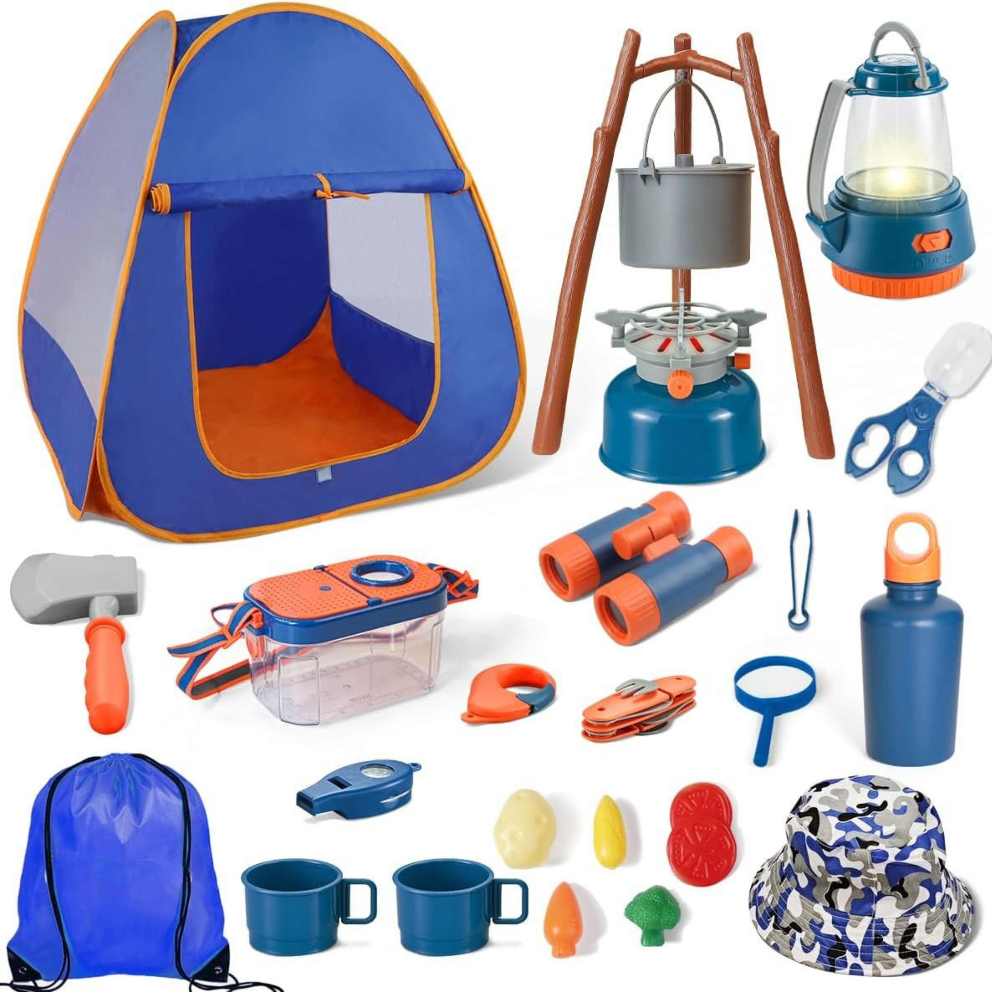 Kids Camping Set for Girls and Boys Indoor Outdoor Pretend Play