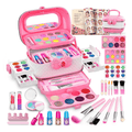 Kids Makeup Kit with Case, Washable Cosmetics, Brushes & Nail Set