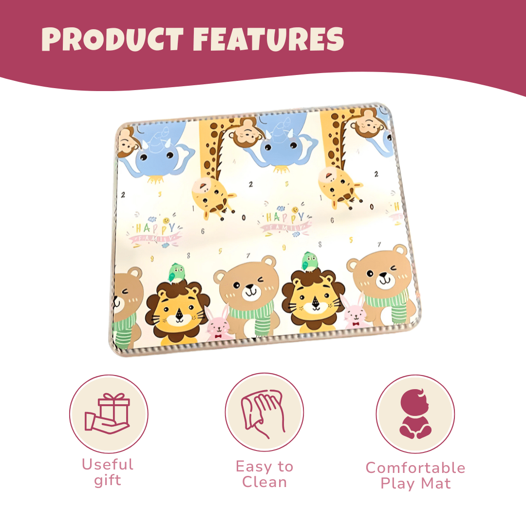 Large Foldable Baby Play Mat, Double-Sided Surface and Cushioned Foam