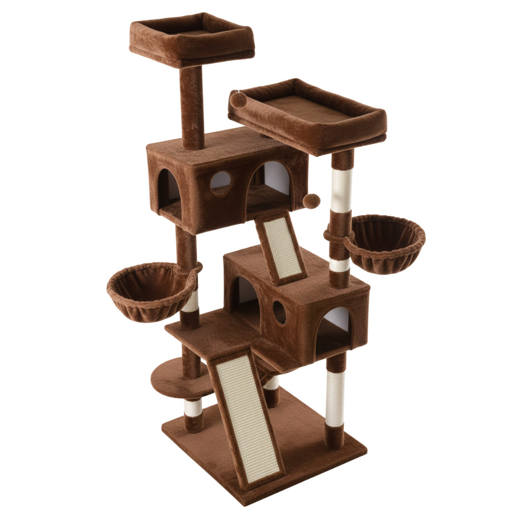 Large Indoor Cat Tree Tower with Plush Perches and Scratching Posts