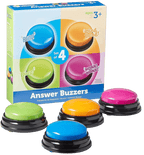 Learning Game Show Buzzers Set of 4 Colorful Pre-Recorded Sounds