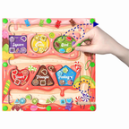 Magnetic Color Shape and Number Maze Toy for Kids with Wooden Board