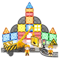 Magnetic Tiles City Road Track Set with Crane and Car for Kids Ages 3+
