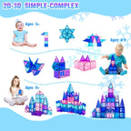 Magnetic Tiles Set 100PCS, Girls Building Blocks Toy 3D Castle