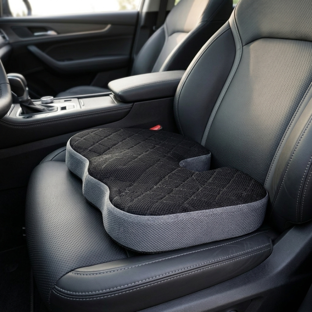 Memory Foam Car Seat Cushion with Anti-Slip Base and Washable Cover