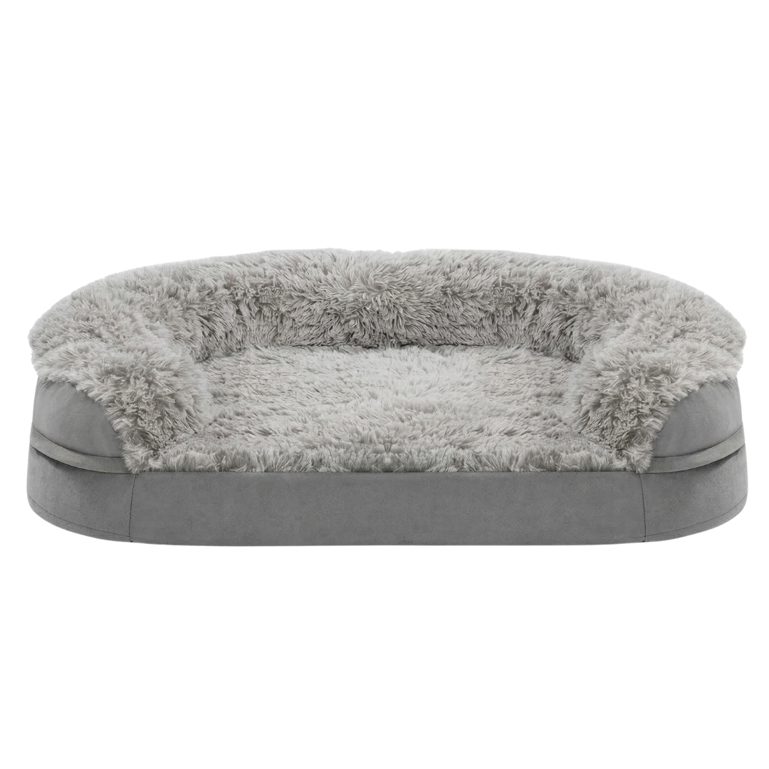 Memory Foam Pet Bed with Bolsters for Dogs and Cats, Washable Cover