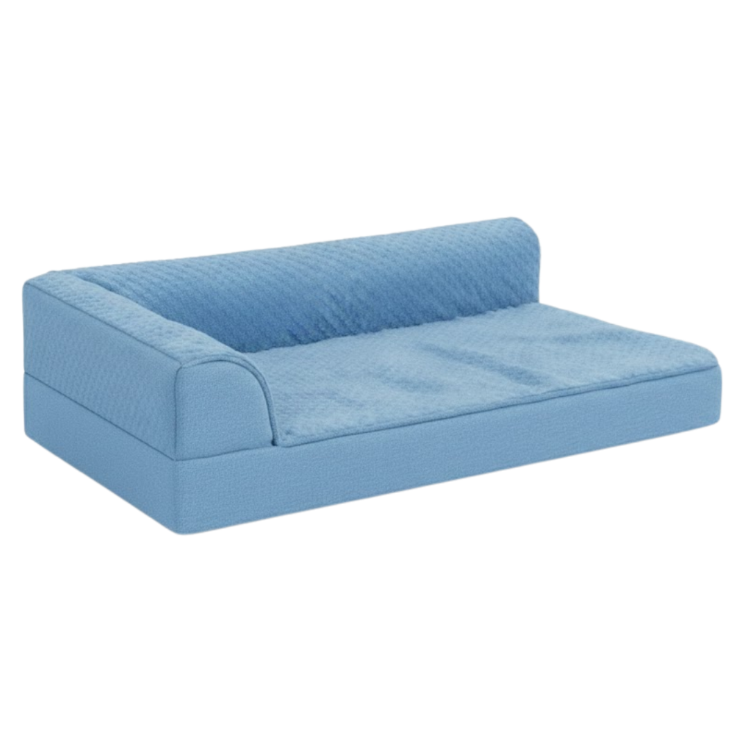 Memory Foam Pet Bed with L-Shaped Bolster and Removable Cover