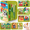 Montessori Busy Book with 20 Activities, Farm-Themed Life Skills Board