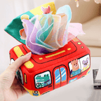 Montessori Tissue Box Toy with Silk, Animals, Numbers & Letters