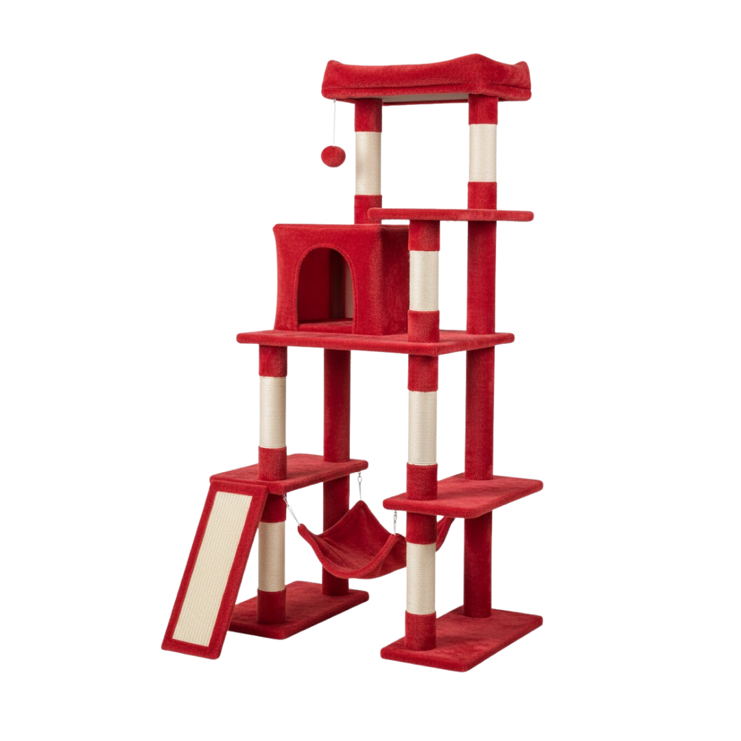 Multi-Level Tree with Scratching Posts, Condo, and Hammock for Cats