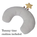 Organic Cotton Cozy Baby Playmat with Mirror, Tummy Pillow and 6 Toys
