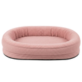 Pet Bed with Raised Bolster Edges and Zippered Removable Cover