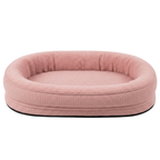 Pet Bed with Raised Bolster Edges and Zippered Removable Cover