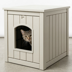 Plastic Cat Litter Box Enclosure Side Table with Openable Door