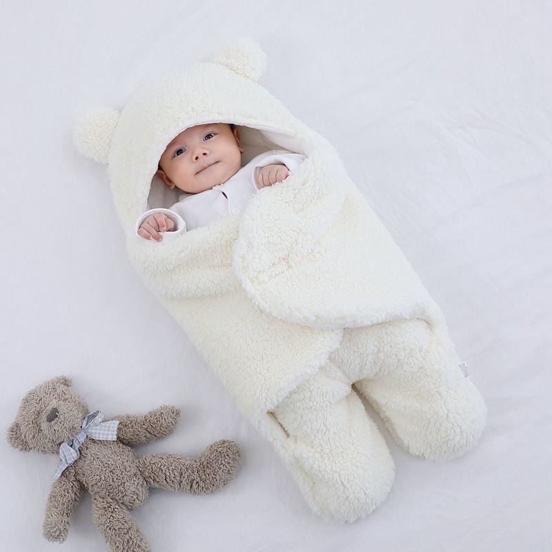 Plush Wrap Colored Blanket with Cotton Lining for Babies Ages 0–2