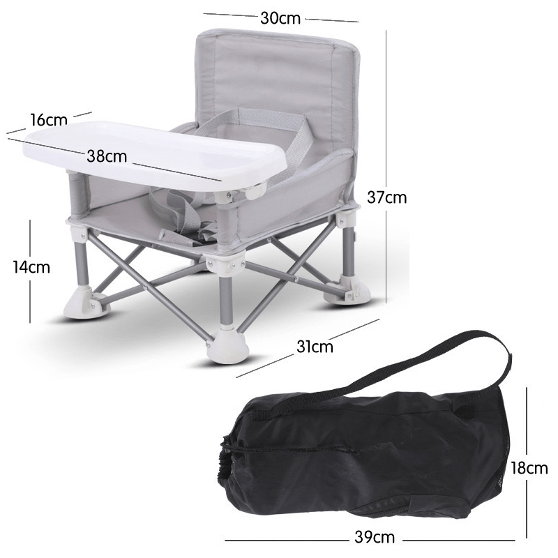 Portable Booster High Chair – Foldable Aluminum Seat with Tray & Travel Bag
