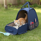Portable Cat Litter Box Carrier with Fold Out Potty Area Design
