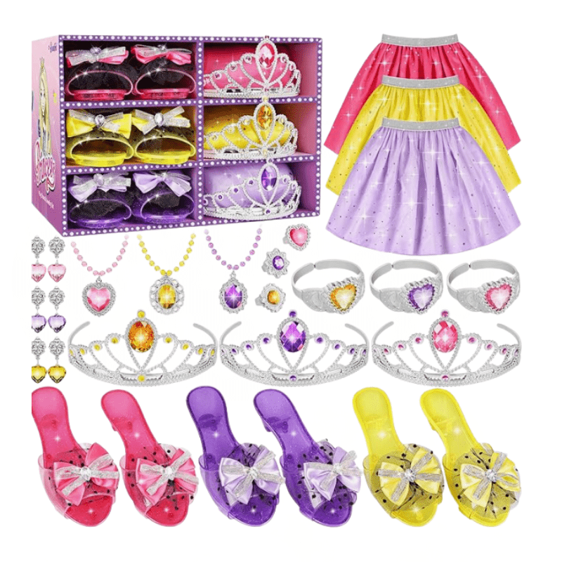 Princess Dress Up: Heels, Tiaras, Skirts, Jewelry, Case, 3–7 Years