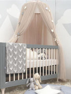 Round Crib Canopy with Dome Top, Mesh Curtain for Baby Nursery Decor