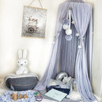 Round Crib Canopy with Dome Top, Mesh Curtain for Baby Nursery Decor