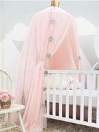 Round Crib Canopy with Dome Top, Mesh Curtain for Baby Nursery Decor