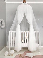 Round Crib Canopy with Dome Top, Mesh Curtain for Baby Nursery Decor