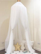 Round Crib Canopy with Dome Top, Mesh Curtain for Baby Nursery Decor