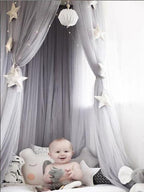 Round Crib Canopy with Dome Top, Mesh Curtain for Baby Nursery Decor