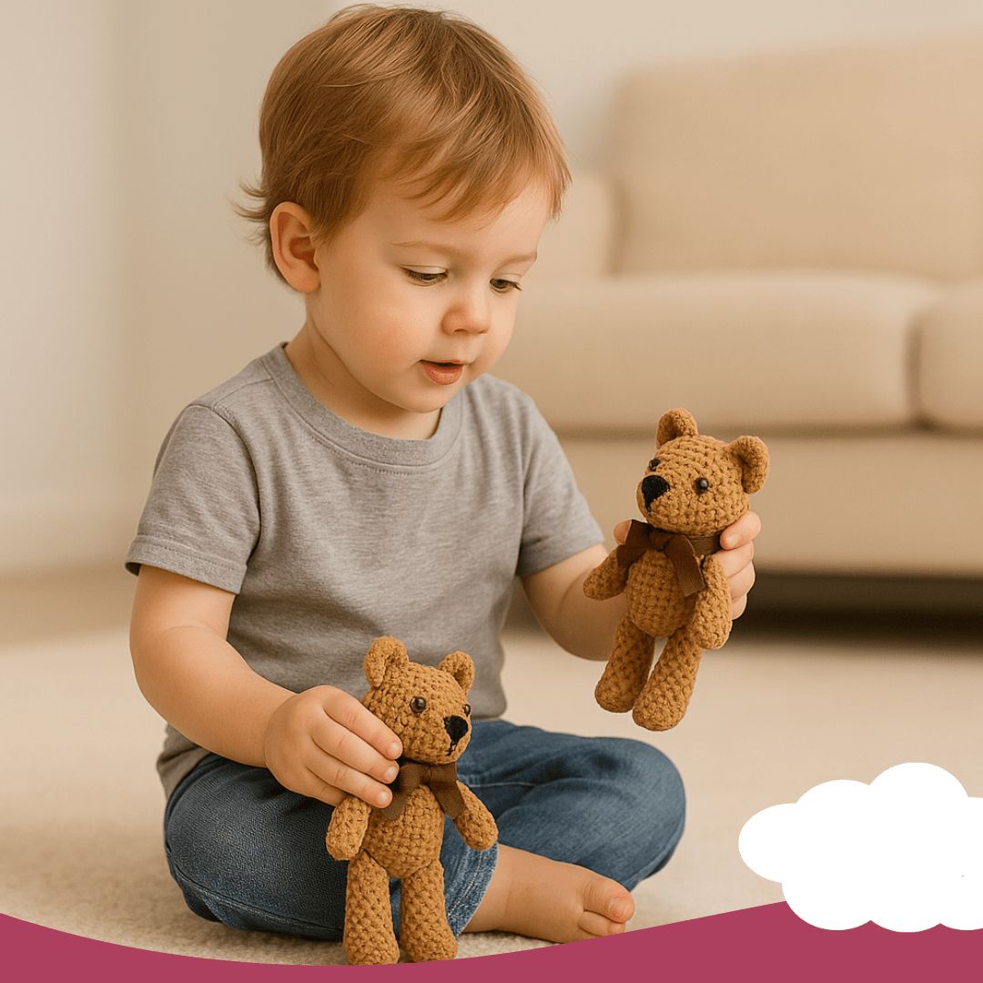 Set of 2 Handmade 100% Cotton Plush Teddy Bears – Soft Hanging Dolls