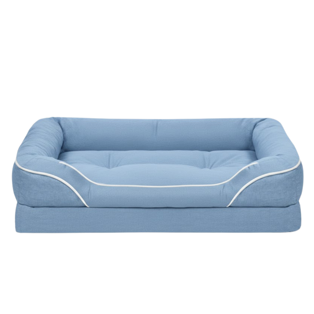 Soft Pet Bed with Bolsters, Anti-Slip Bottom, Removable Cover