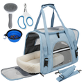 Soft Pet Carrier With Mesh Panels And Travel Accessories Set