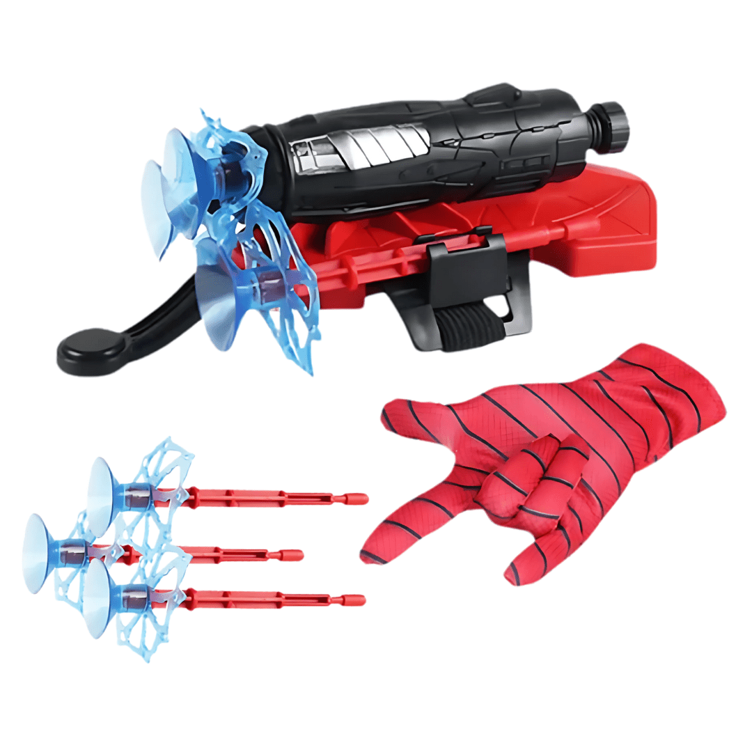 Spider Web Launcher Glove with Suction Darts and Pull Rope Mechanism