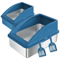 Stainless Steel Cat Litter Box Set With High Walls And Scoop, 2 Pack