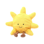 Kawaii Sun Plush with Legs, Yellow Smiling Pillow for Kids and Décor
