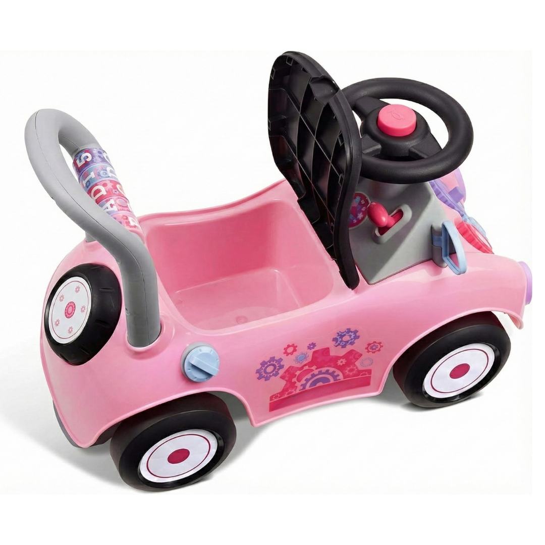 Toddler Ride-On Car with Push Walker, Ride Mode, and Activity Panel