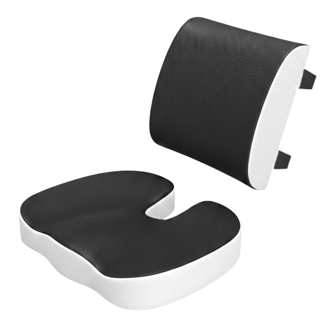 Two-Piece Memory Foam Car Seat Cushion and Back Pad Set for Vehicles