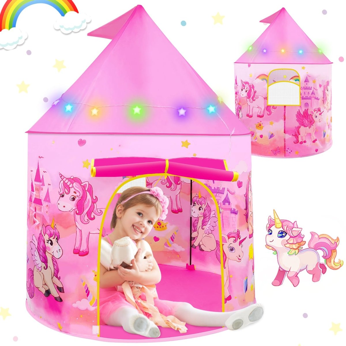 Unicorn Pop Up Tent Pink for Indoor & Outdoor Princess Playhouse