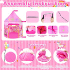Unicorn Pop Up Tent Pink for Indoor & Outdoor Princess Playhouse