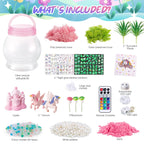 Unicorn Terrarium Craft Lights, Sand, Stickers, Castle & Moss Decor