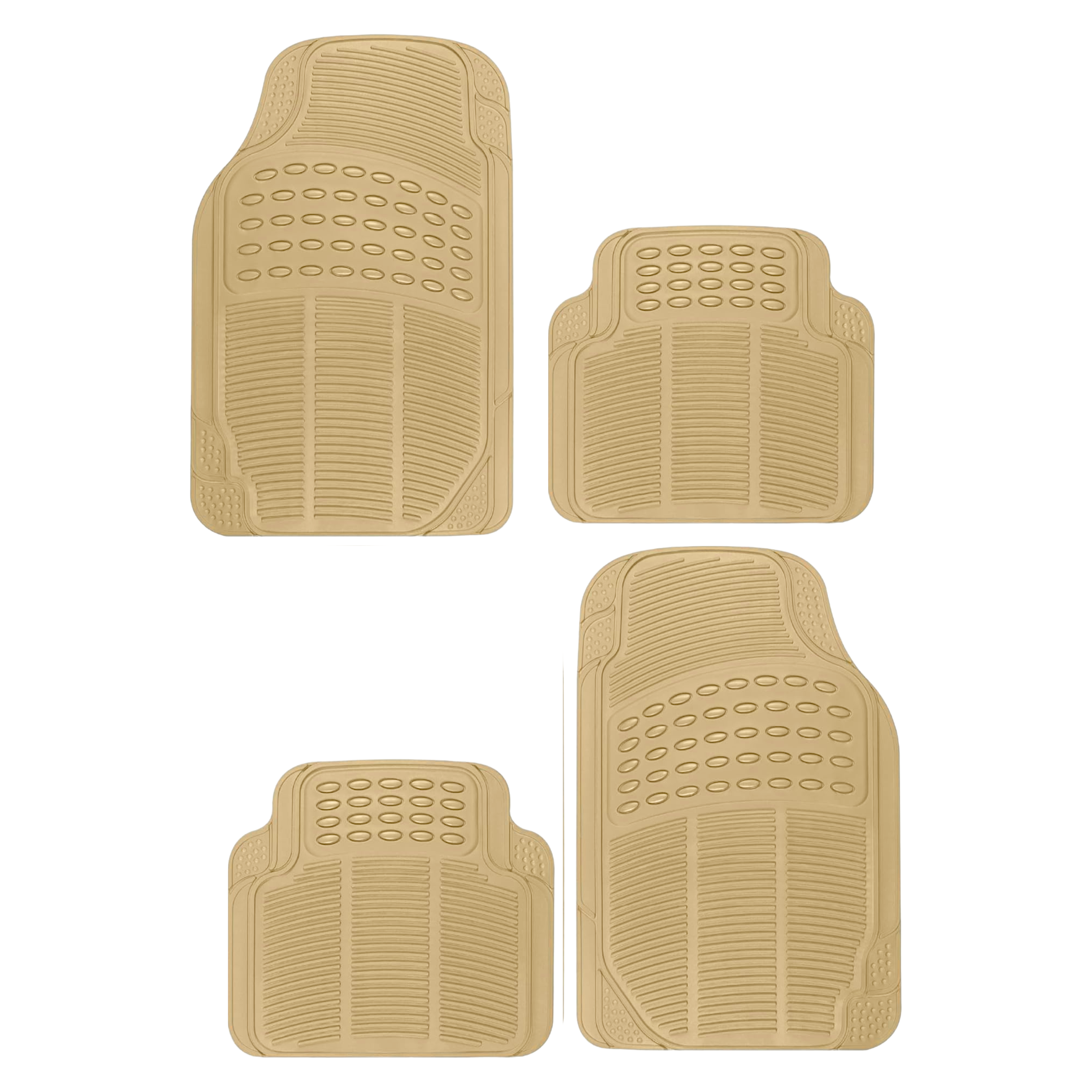Universal Fit 4-Piece All-Weather Rubber Floor Mats, Front & Rear