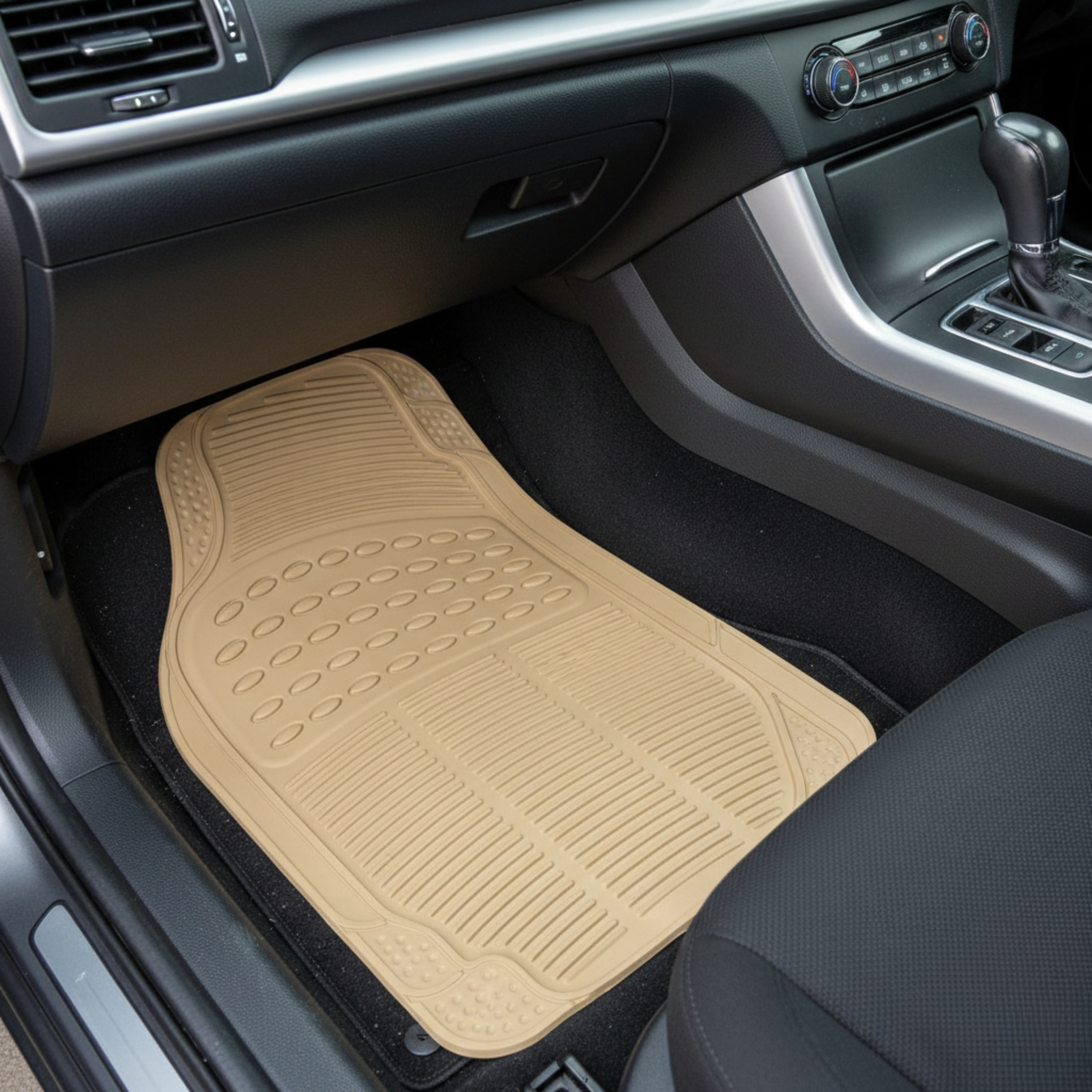 Universal Fit 4-Piece All-Weather Rubber Floor Mats, Front & Rear