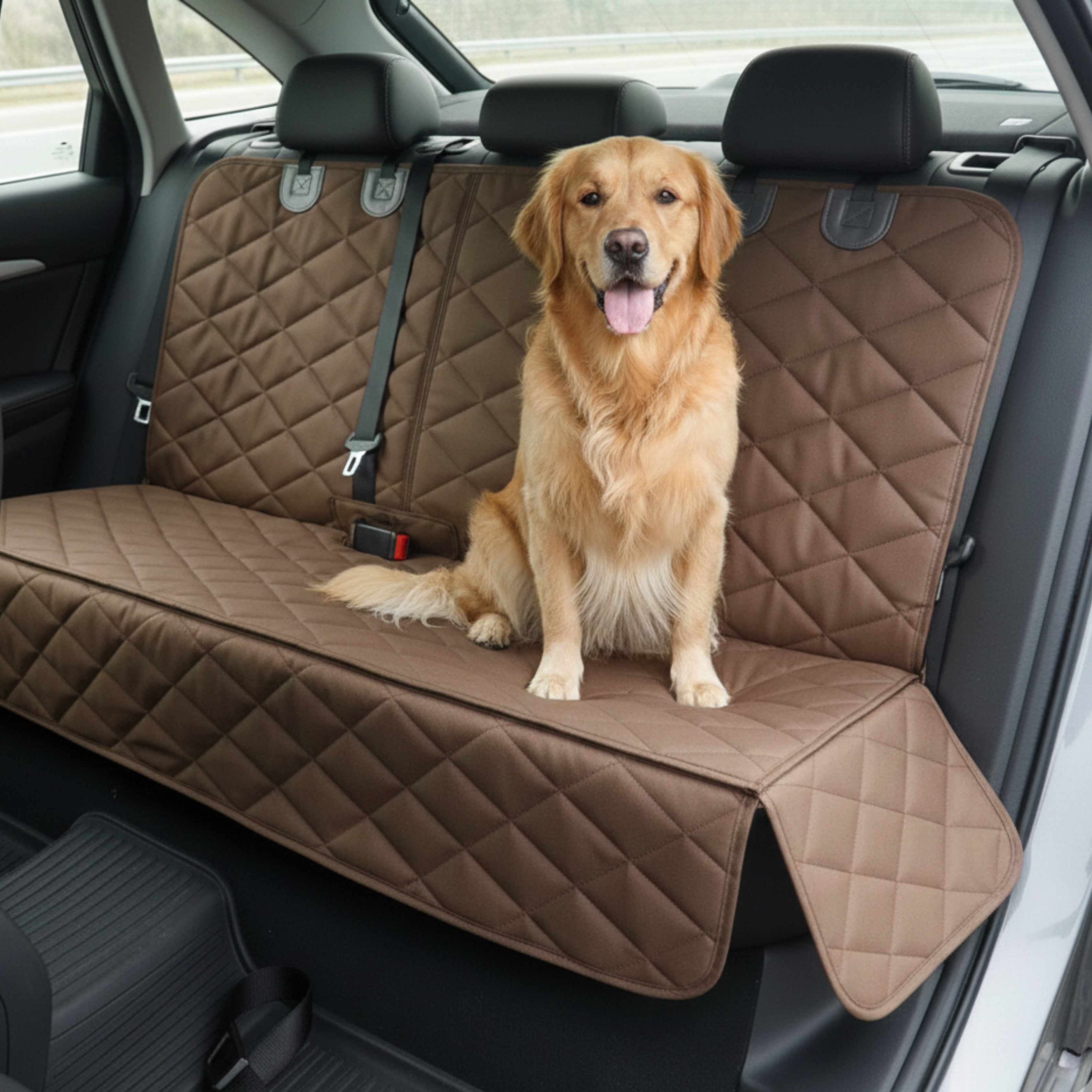 Universal Rear Bench Seat Cover for Dogs, 600D Polyester, 53x47in
