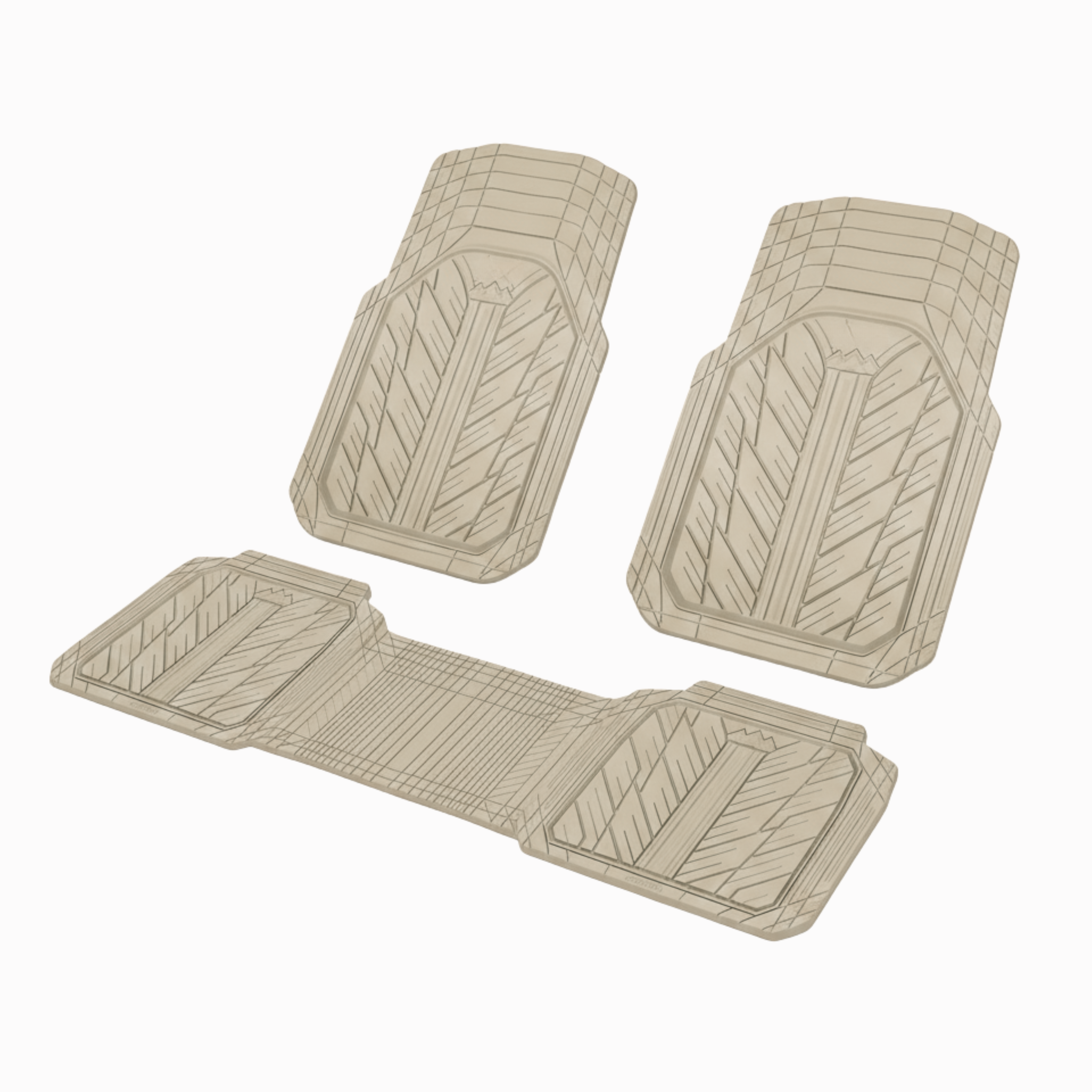 Universal Trim-to-Fit Deep Rubber Car Floor Mats Set, 3-Piece