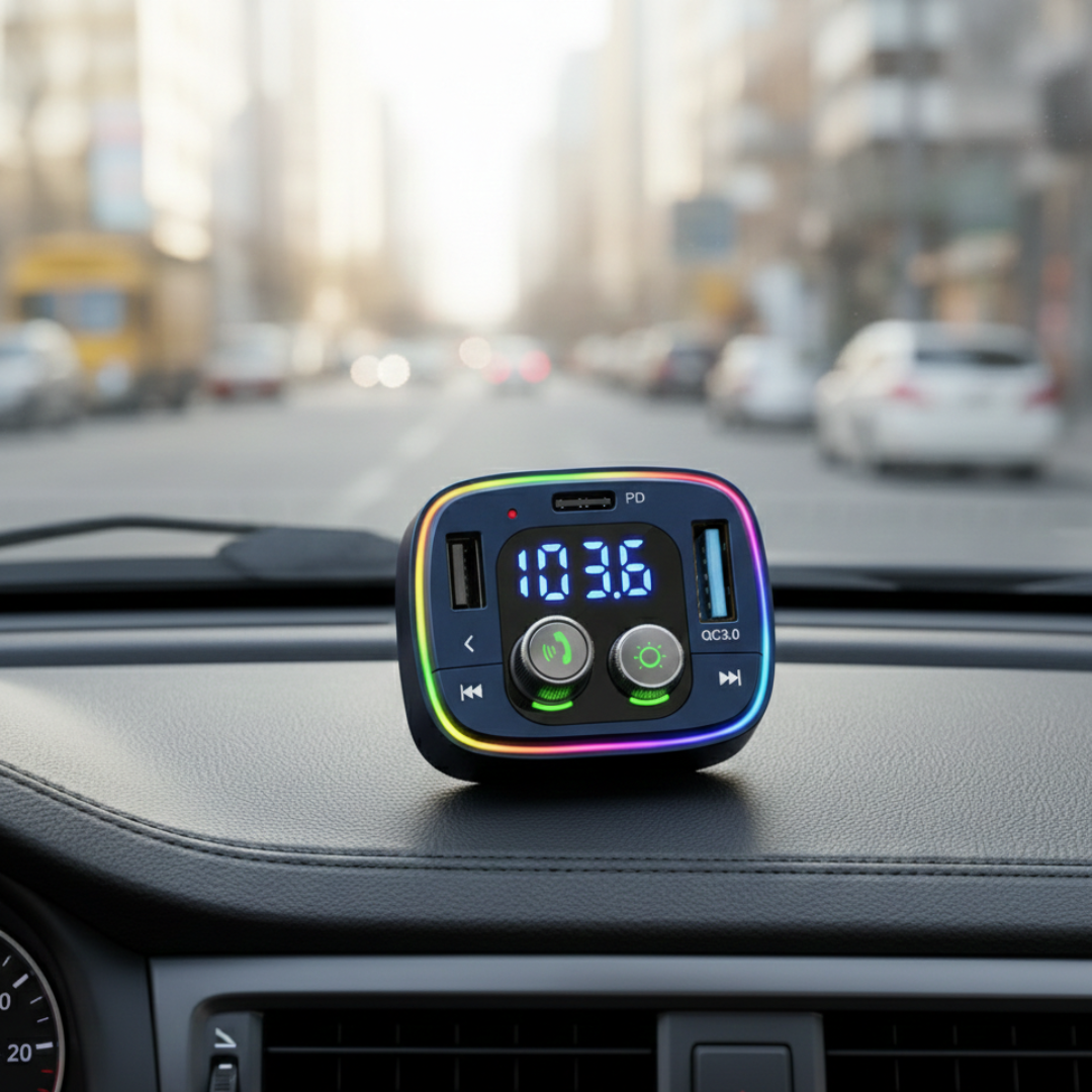 USB-C Bluetooth 5.4 FM Transmitter Car Adapter with 48W Charge